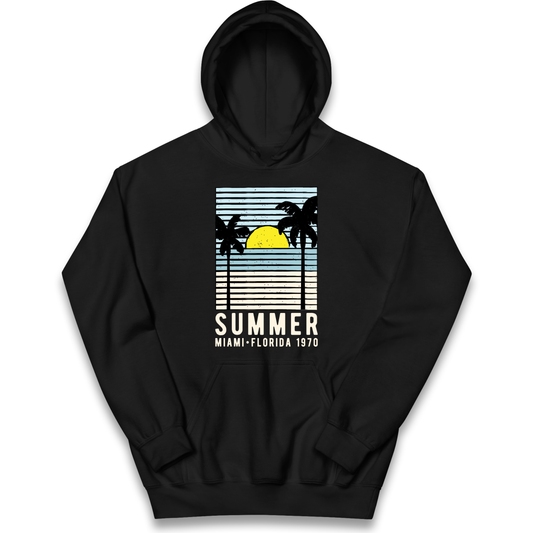 Summer Miami Florida 1970 kids hoodie