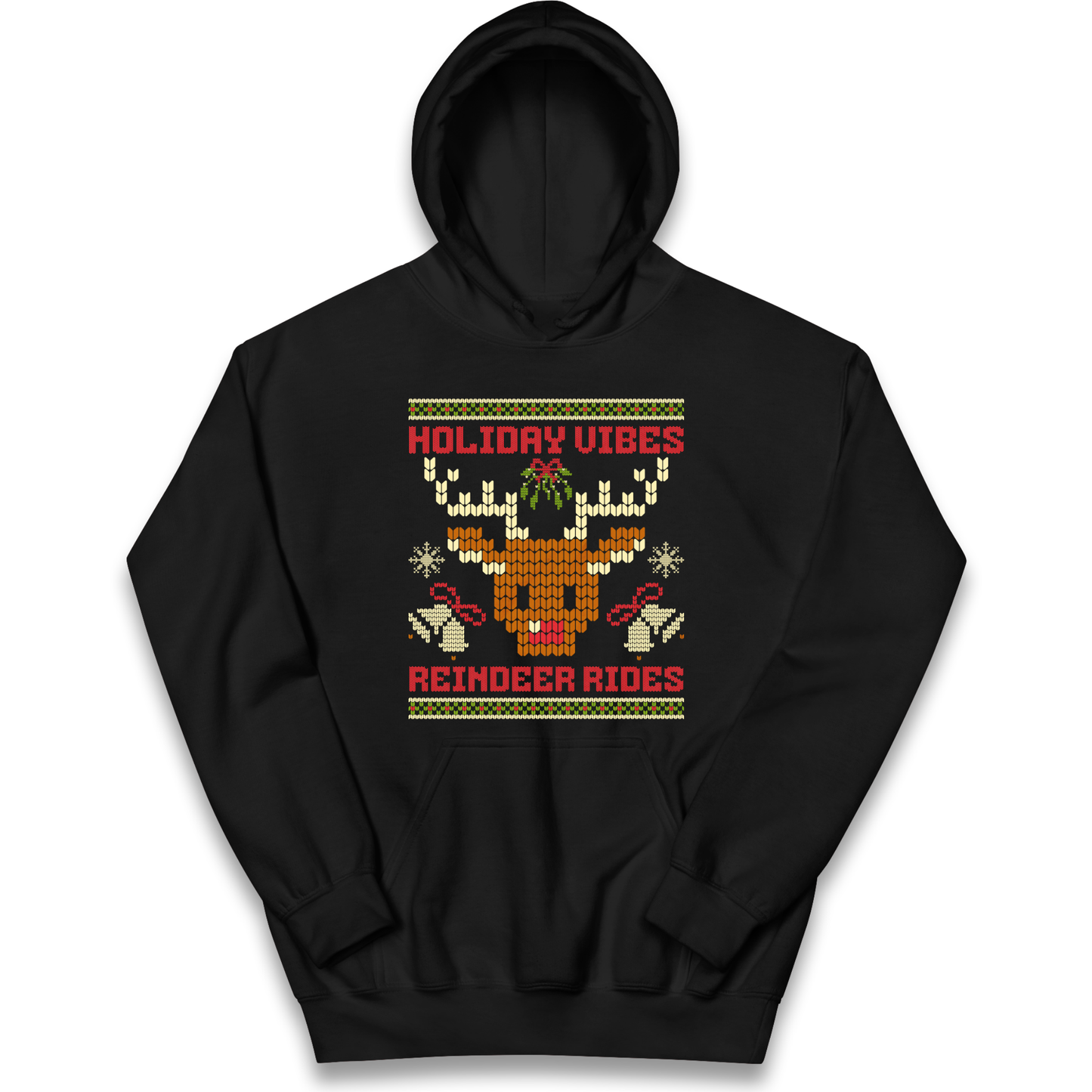 Holiday Vibes Reindeer Rides Christmas kids hoodie