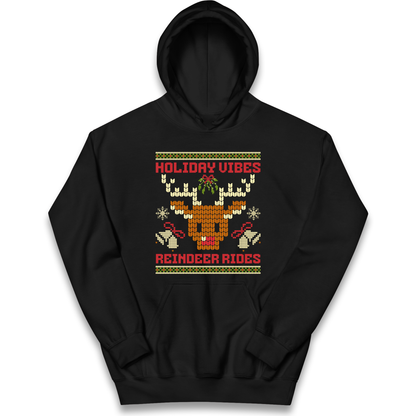 Holiday Vibes Reindeer Rides Christmas kids hoodie