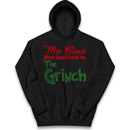 Mrs Claus But Married To The Grinch Christmas kids hoodie