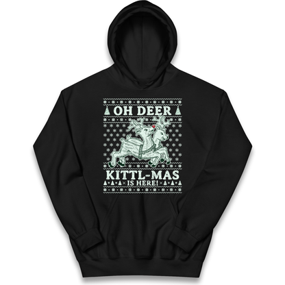 Oh Deer Kittl Mas Is Here Christmas kids hoodie