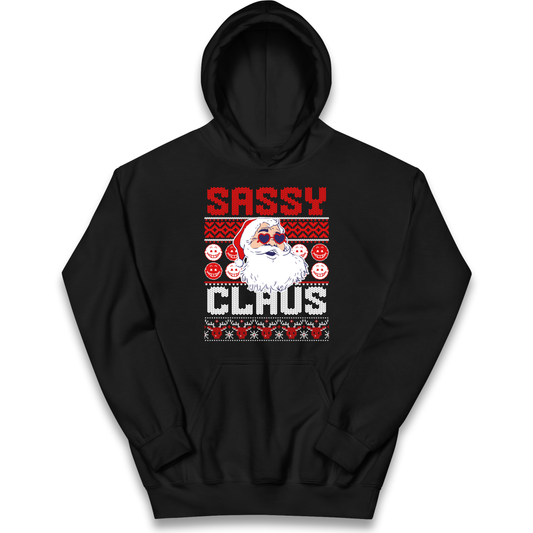 Sassy Claus Santa Christmas kids hoodie