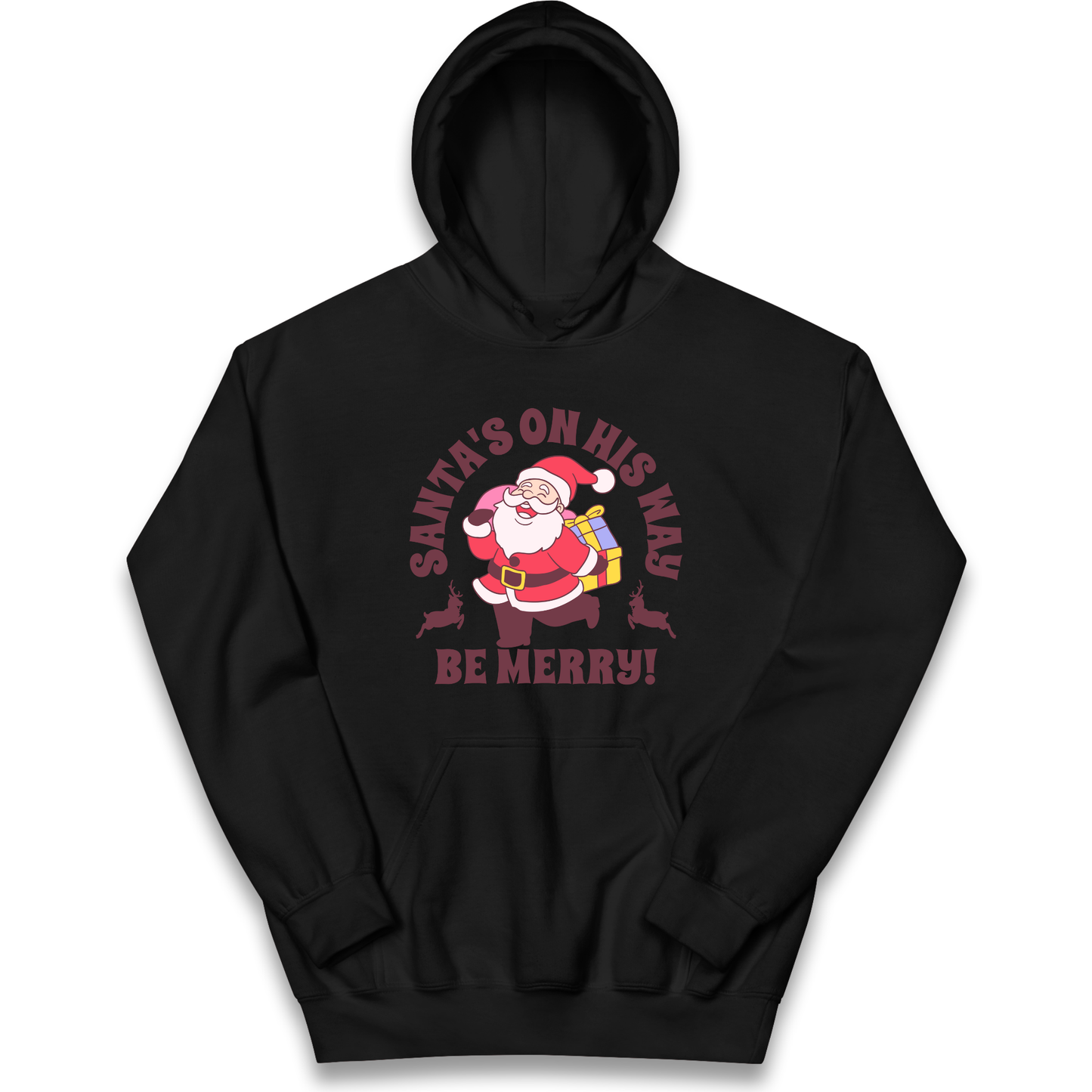 Santa's On His Way Christmas kids hoodie
