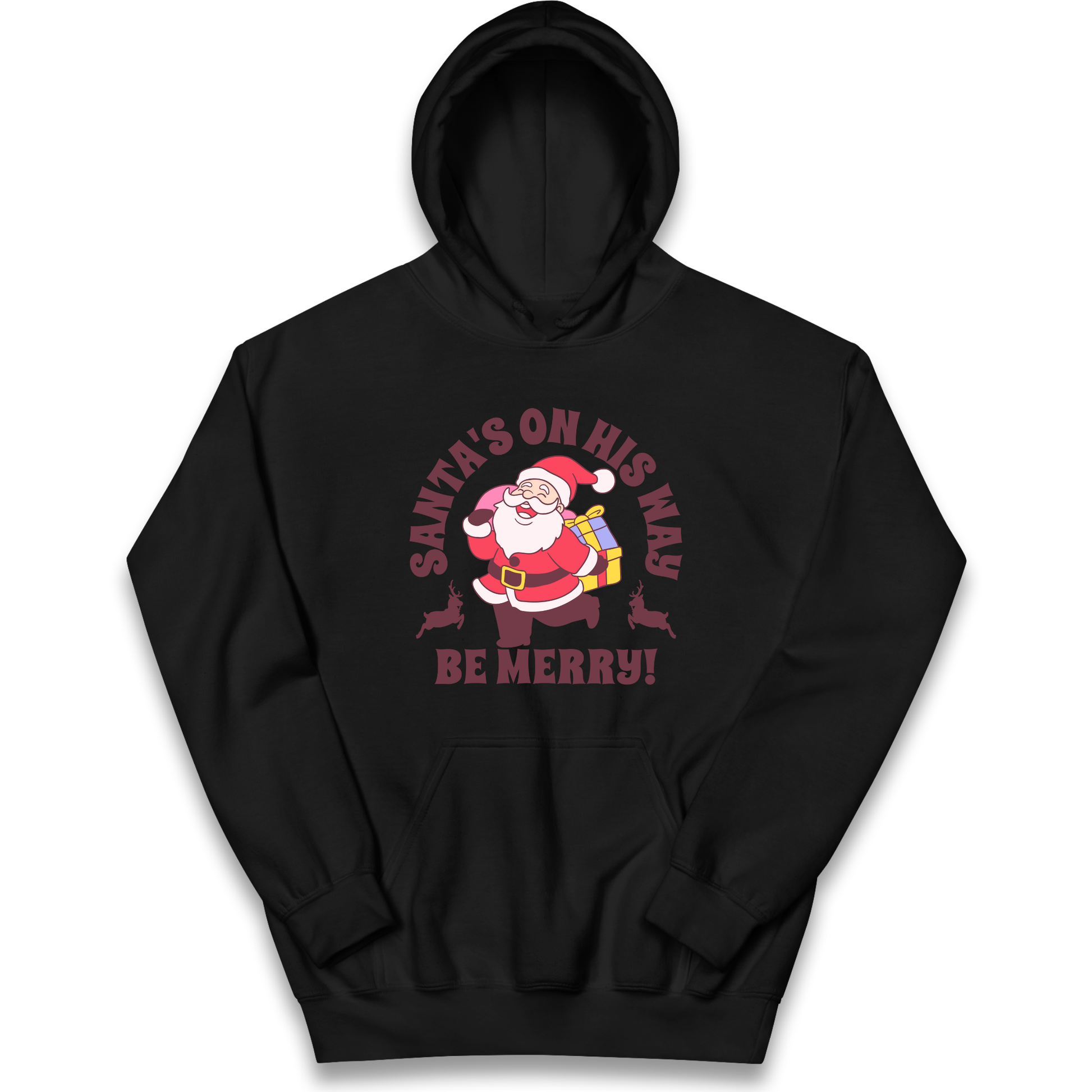 Santa's On His Way Christmas kids hoodie