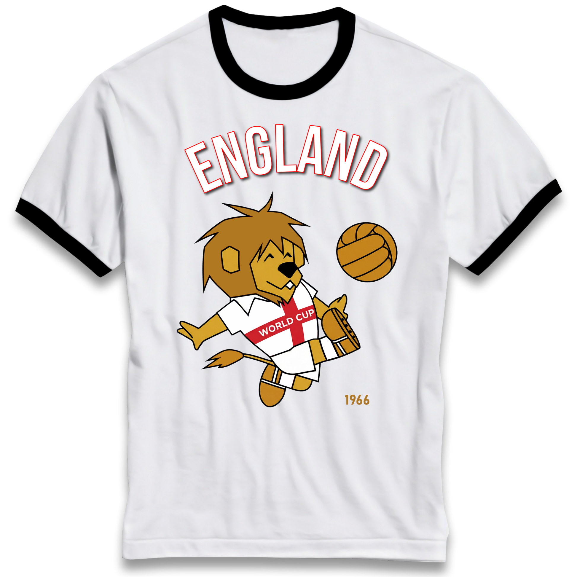 England World Cup Willie 1966 Football Ringer T Shirt