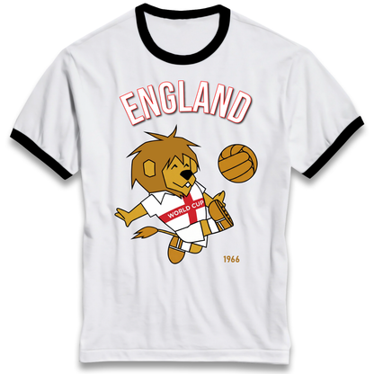 England World Cup Willie 1966 Football Ringer T Shirt