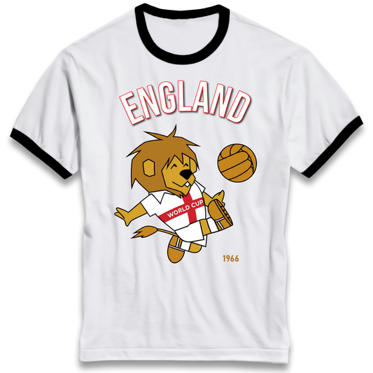 England World Cup Willie 1966 Football Ringer T Shirt