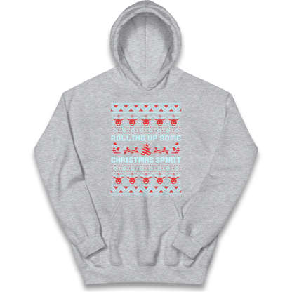 Rolling up Some Christmas Spirit kids hoodie