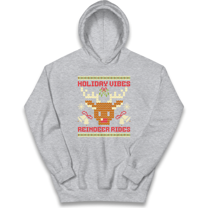 Holiday Vibes Reindeer Rides Christmas kids hoodie