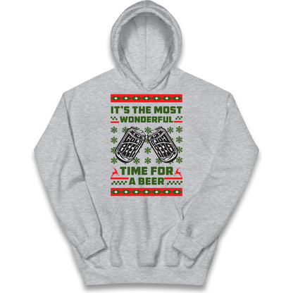 Its The Most Wonderful Time For A Beer Christmas kids hoodie
