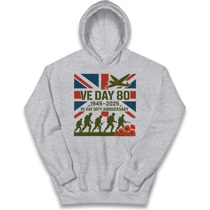 VE Day 80th Anniversary 1945 2025 kids hoodie