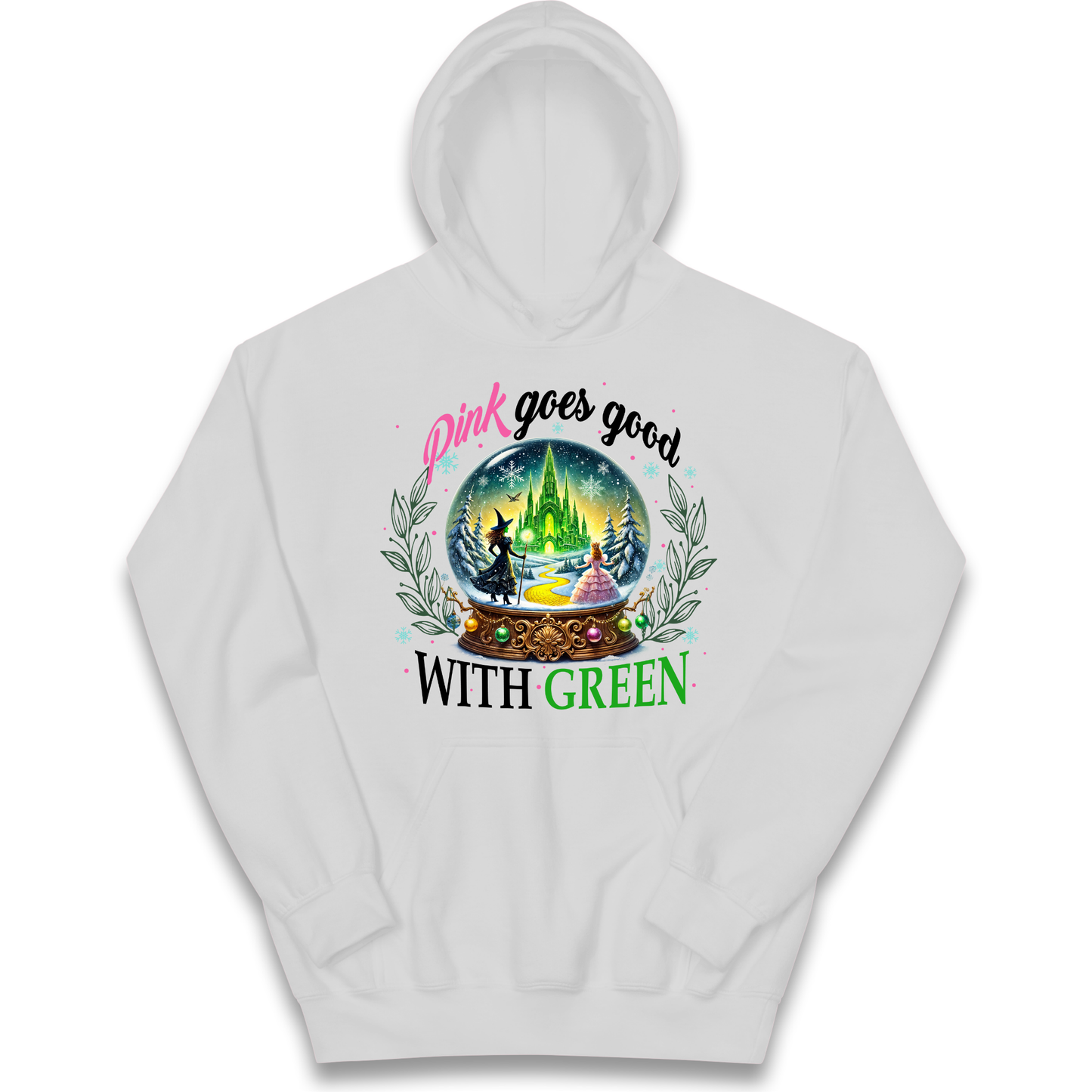 Wicked Pink Goes Good With Green Kids Hoodie