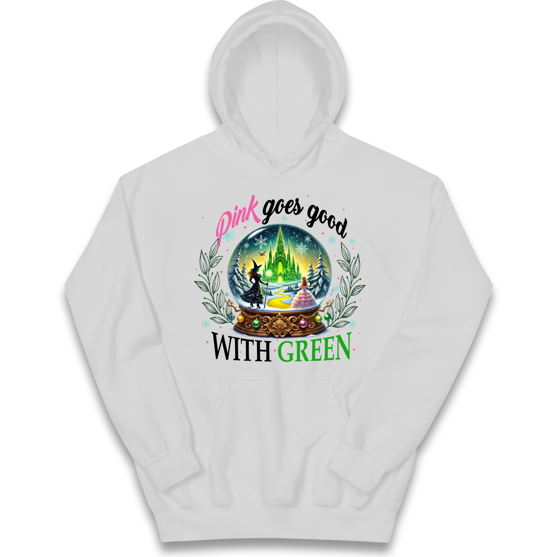 Wicked Pink Goes Good With Green Kids Hoodie
