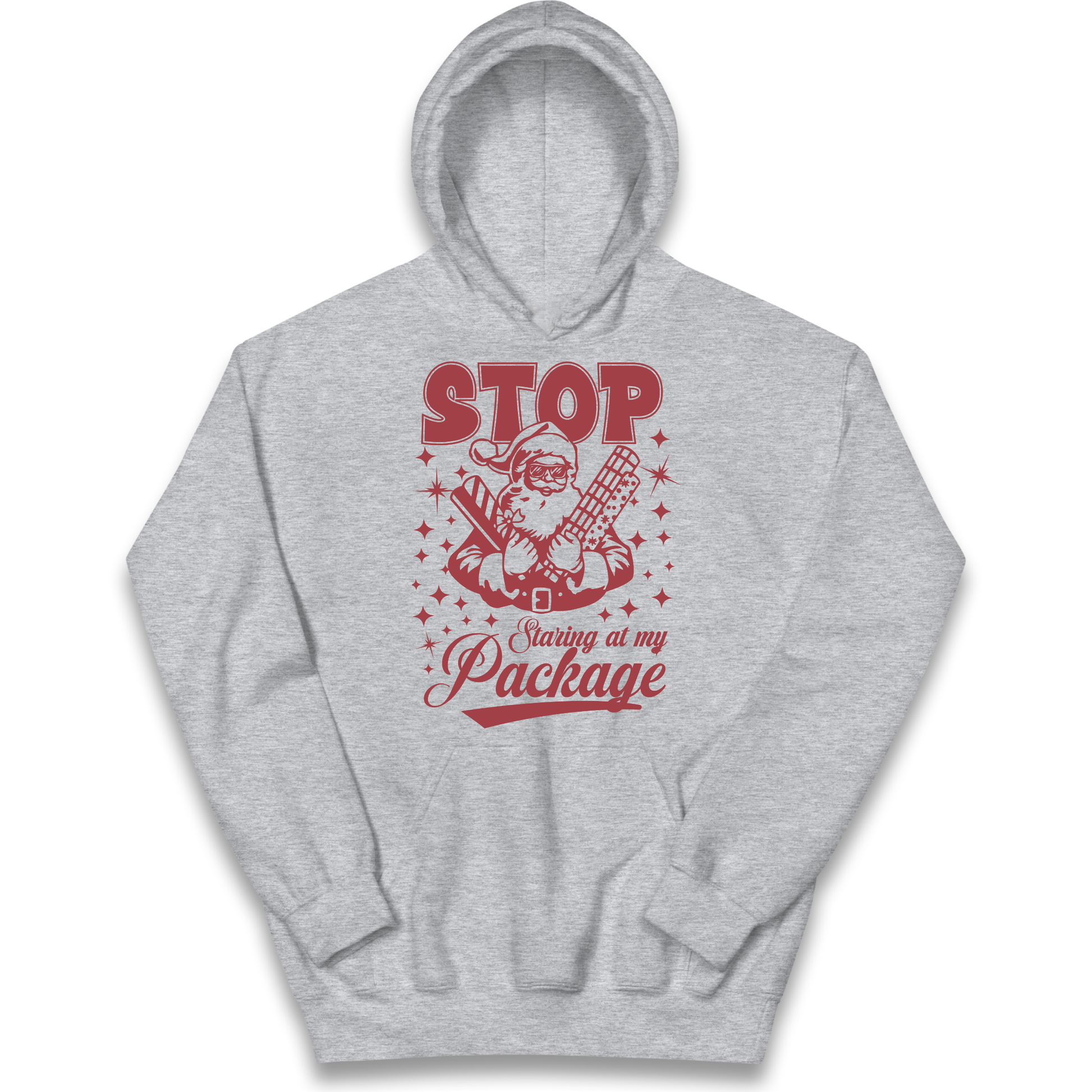 Stop Staring at My Package Christmas kids hoodie