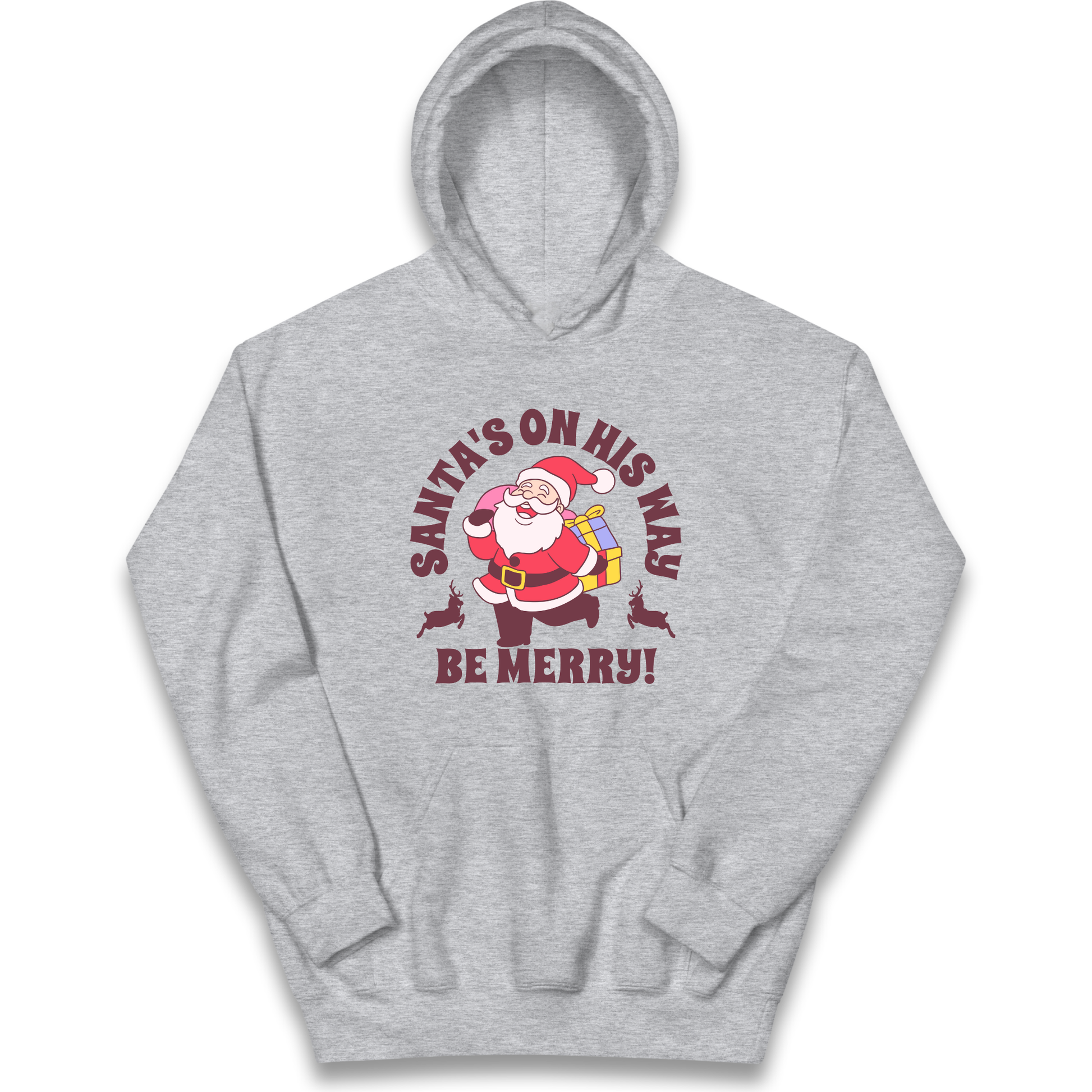 Santa's On His Way Christmas kids hoodie