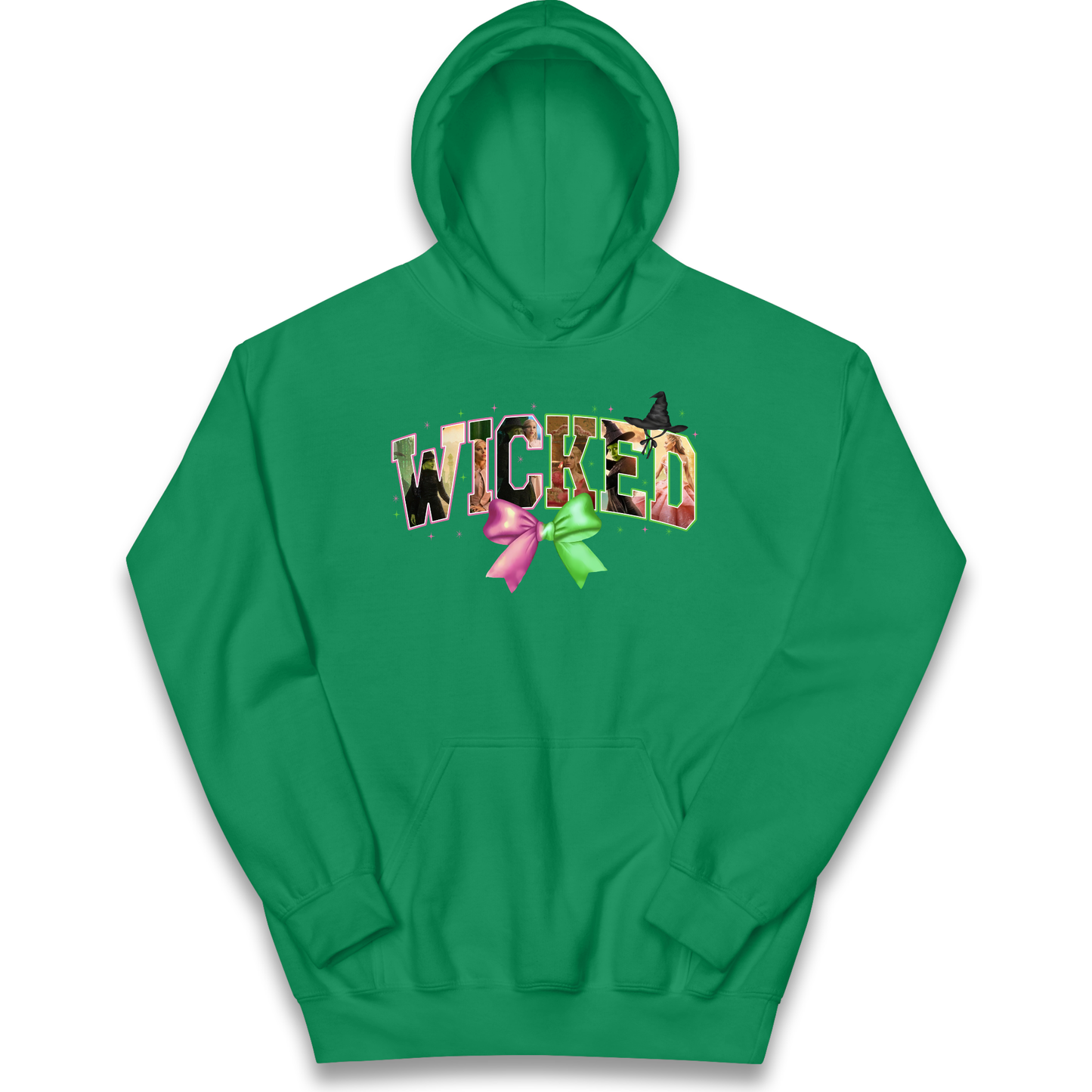 Wicked Pink and Green Bow Kids Hoodie