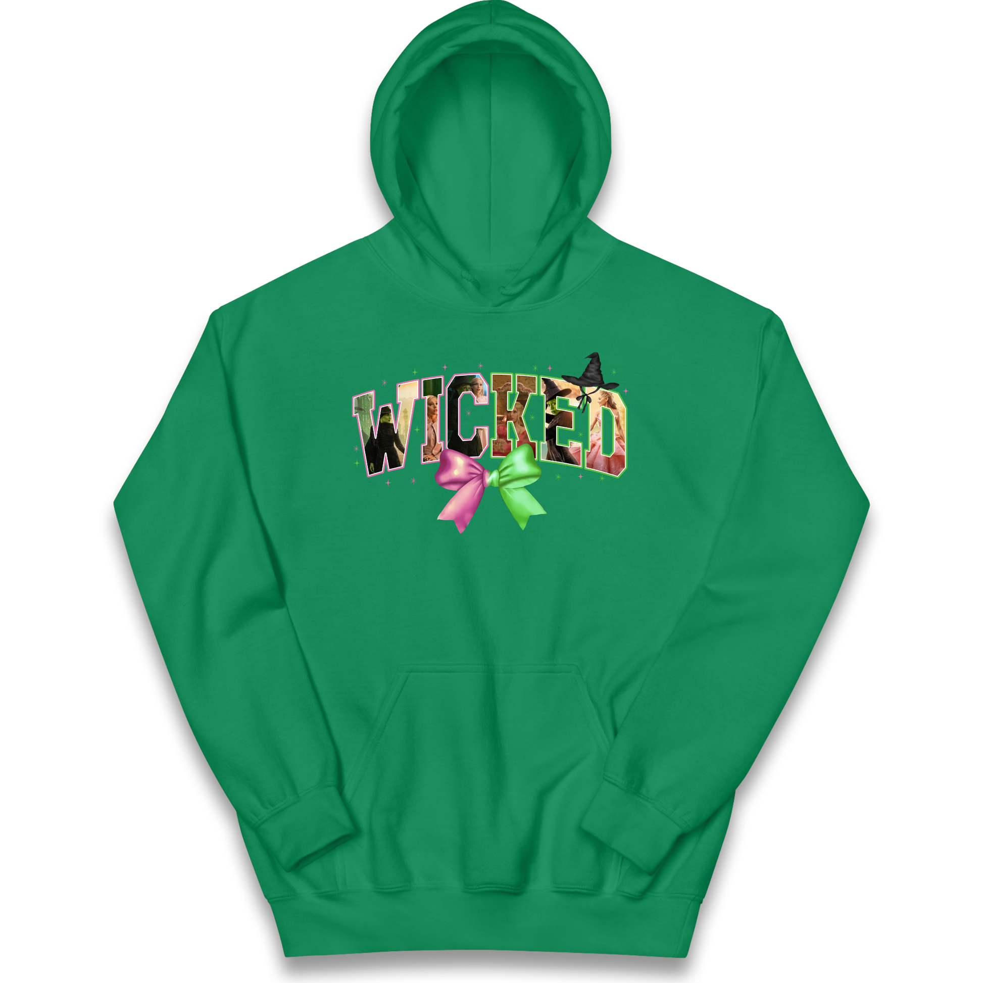 Wicked Pink and Green Bow Kids Hoodie