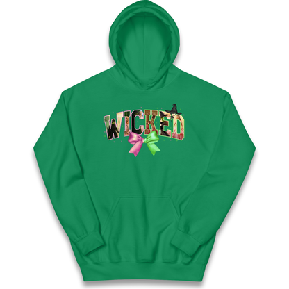 Wicked Pink and Green Bow Kids Hoodie