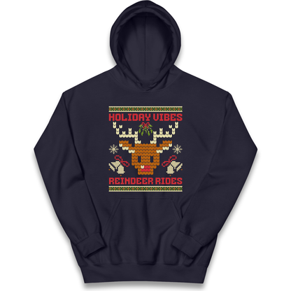 Holiday Vibes Reindeer Rides Christmas kids hoodie