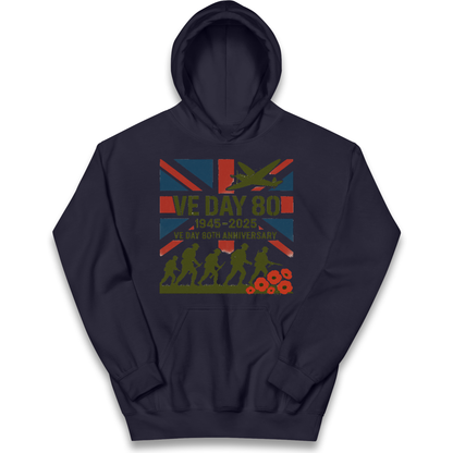 VE Day 80th Anniversary 1945 2025 kids hoodie