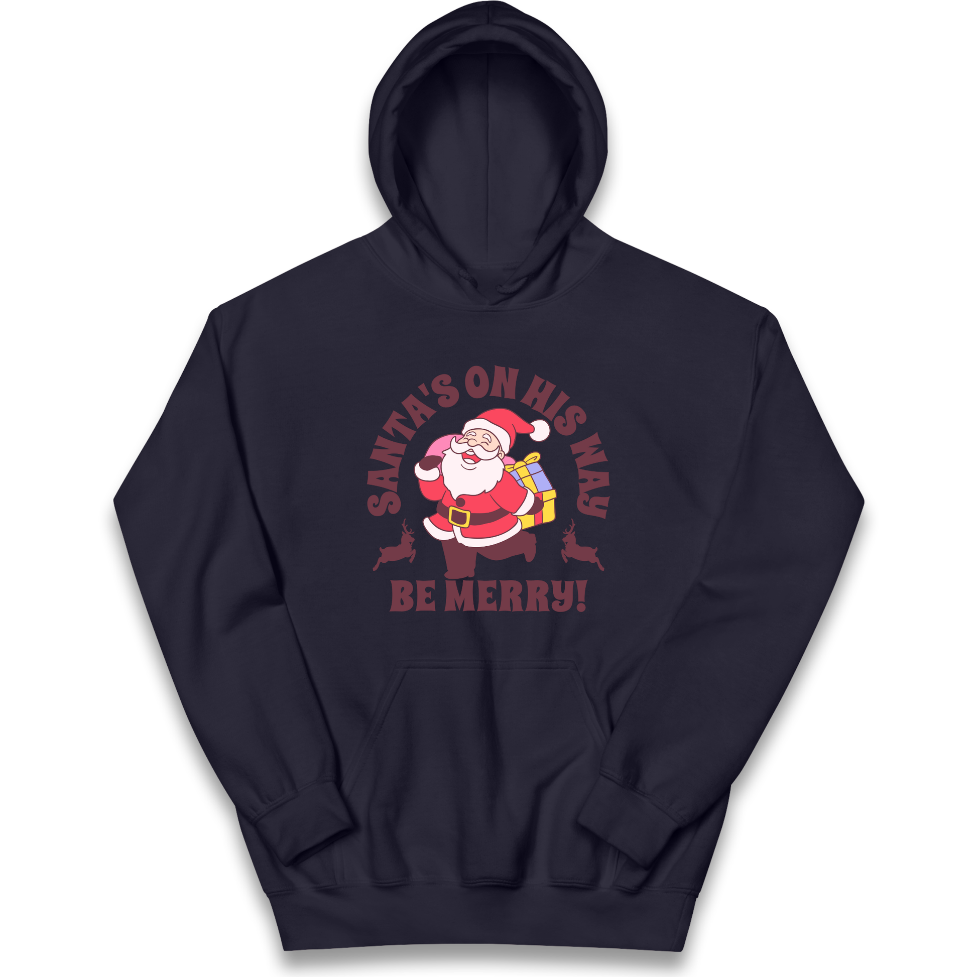 Santa's On His Way Christmas kids hoodie