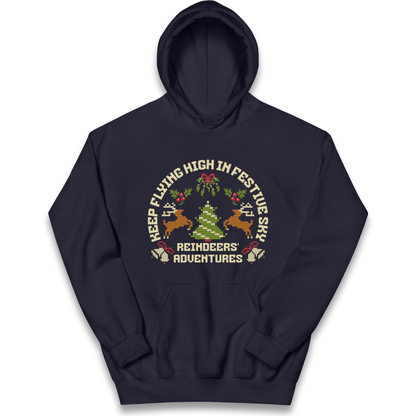 Keep Flying High In Festive Sky Christmas kids hoodie