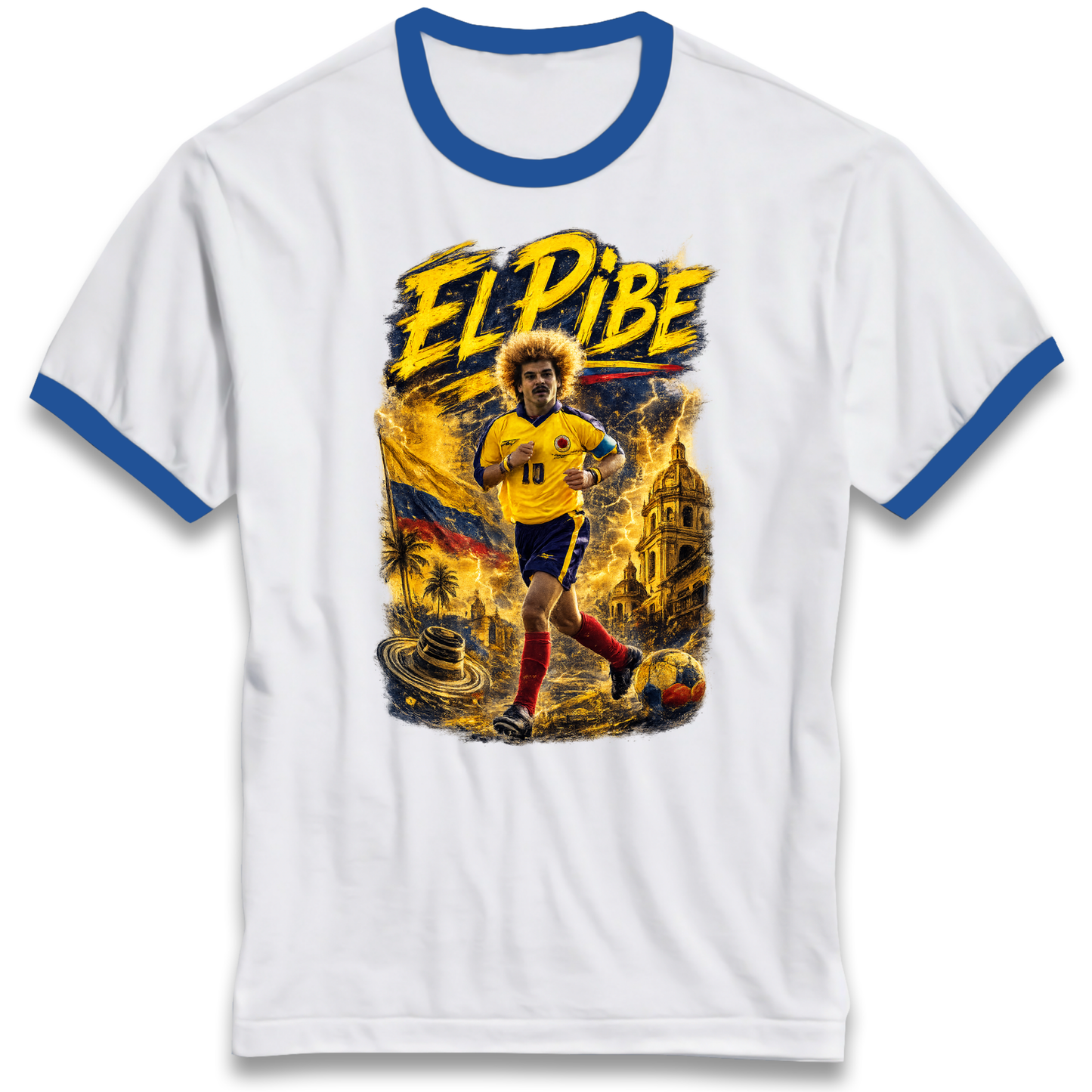 Carlos Valderrama Colombia Football Ringer T Shirt