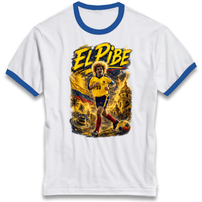 Carlos Valderrama Colombia Football Ringer T Shirt
