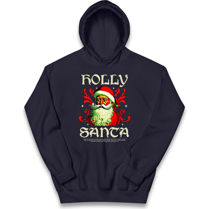 Holly Santa Christmas kids hoodie