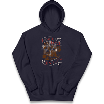 Peace Love And Joy Christmas kids hoodie