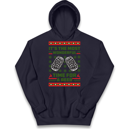 Its The Most Wonderful Time For A Beer Christmas kids hoodie