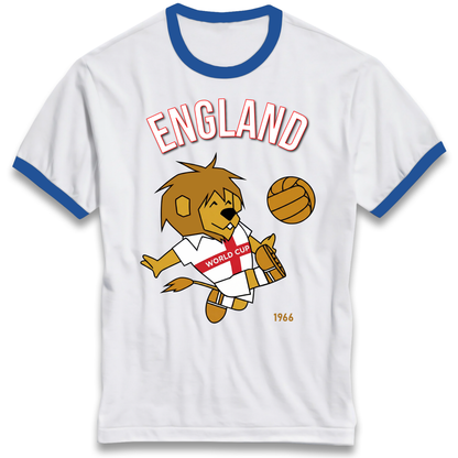England World Cup Willie 1966 Football Ringer T Shirt