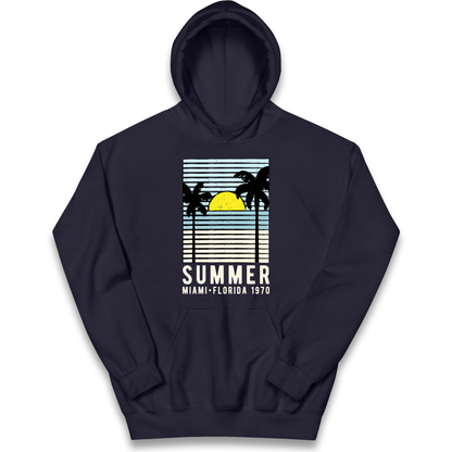 Summer Miami Florida 1970 kids hoodie