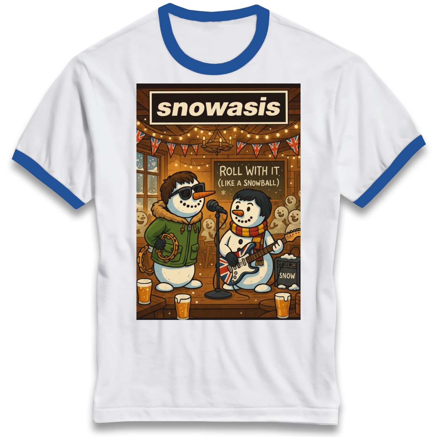 Snowasis Roll Christmas Ringer T Shirt