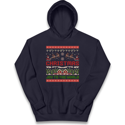 Christmas Joy to the World Christmas kids hoodie