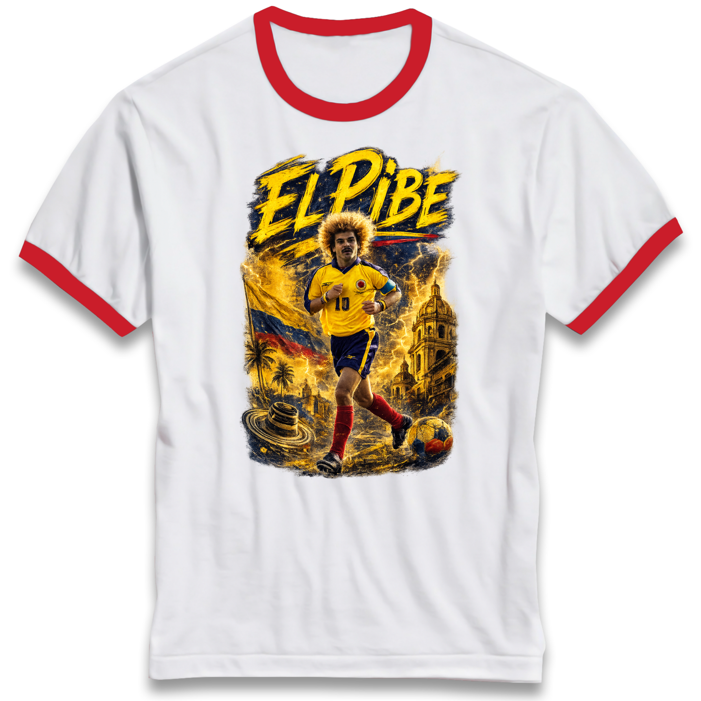 Carlos Valderrama Colombia Football Ringer T Shirt