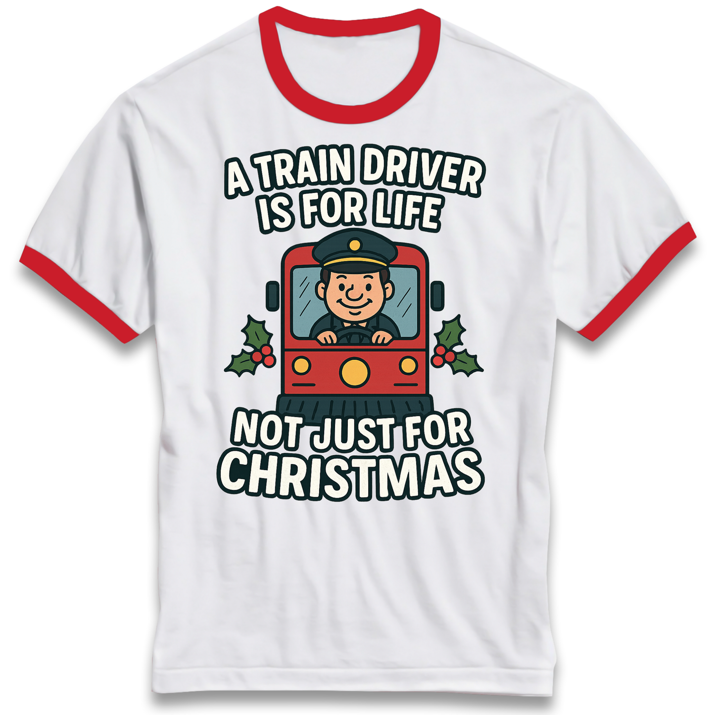 Train Driver Christmas Ringer T Shirt