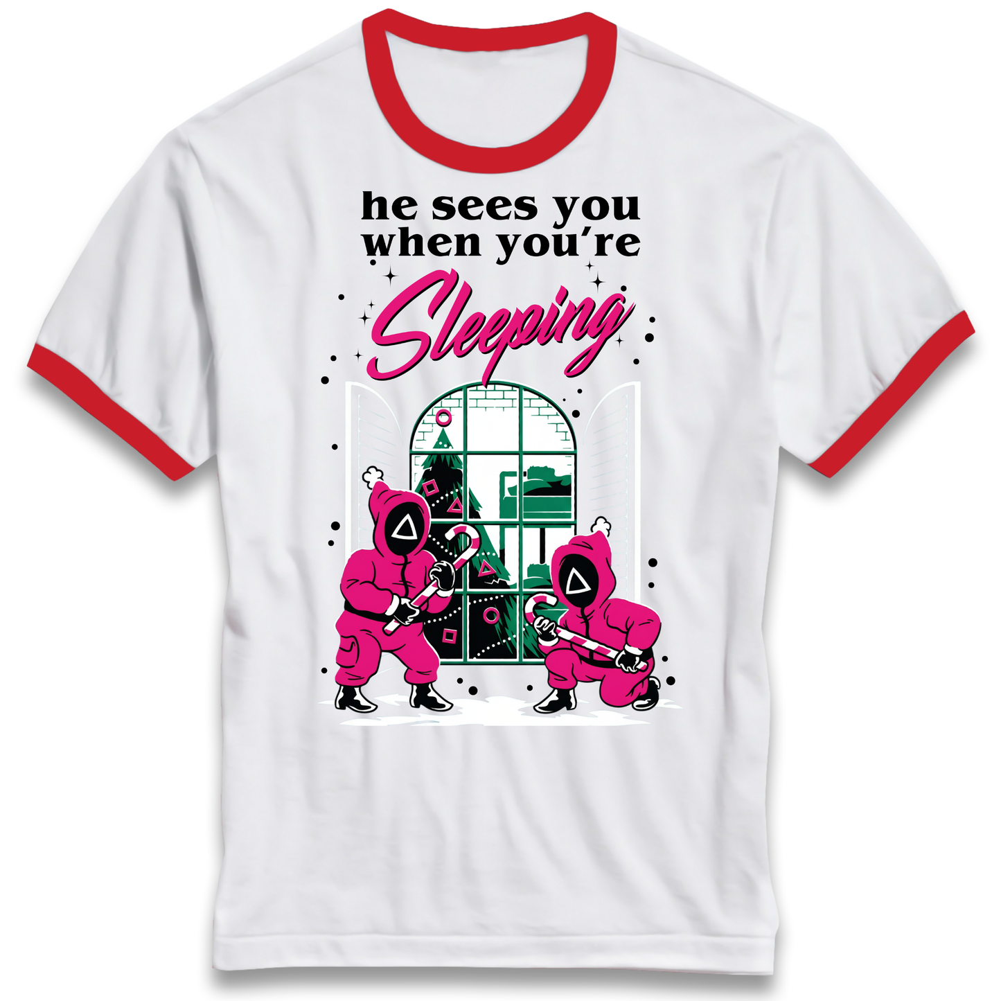 Squid Games Xmas Ringer T Shirt