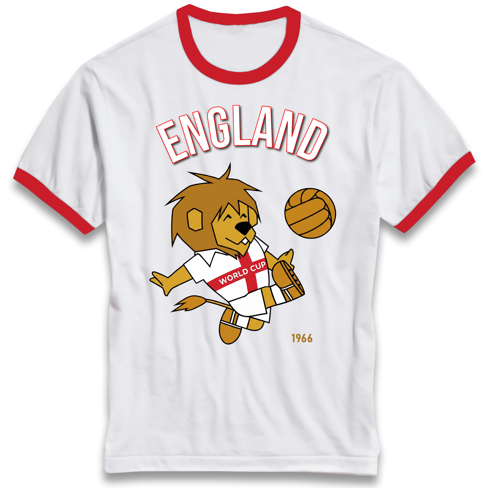 England World Cup Willie 1966 Football Ringer T Shirt