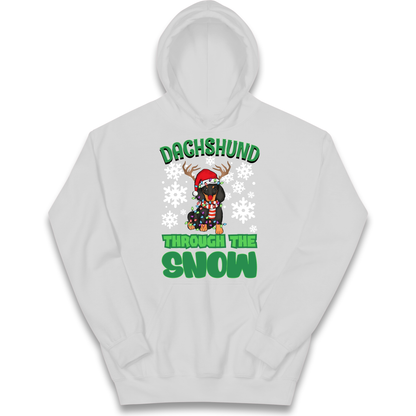Dachshund Through The Snow Christmas kids hoodie
