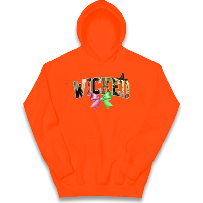 Wicked Pink and Green Bow Kids Hoodie