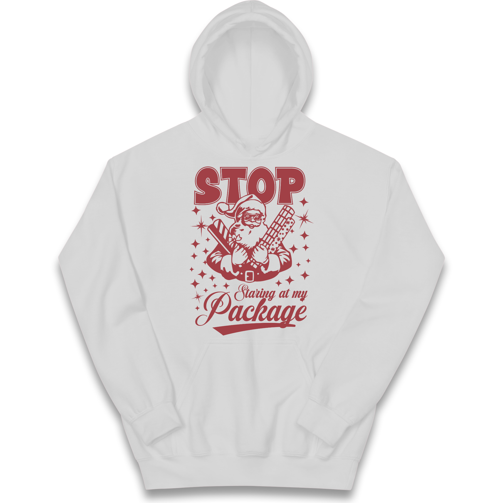 Stop Staring at My Package Christmas kids hoodie