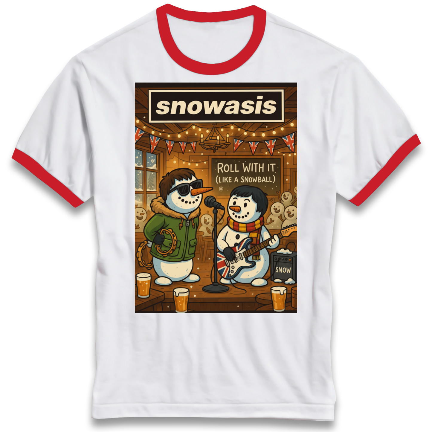 Snowasis Roll Christmas Ringer T Shirt