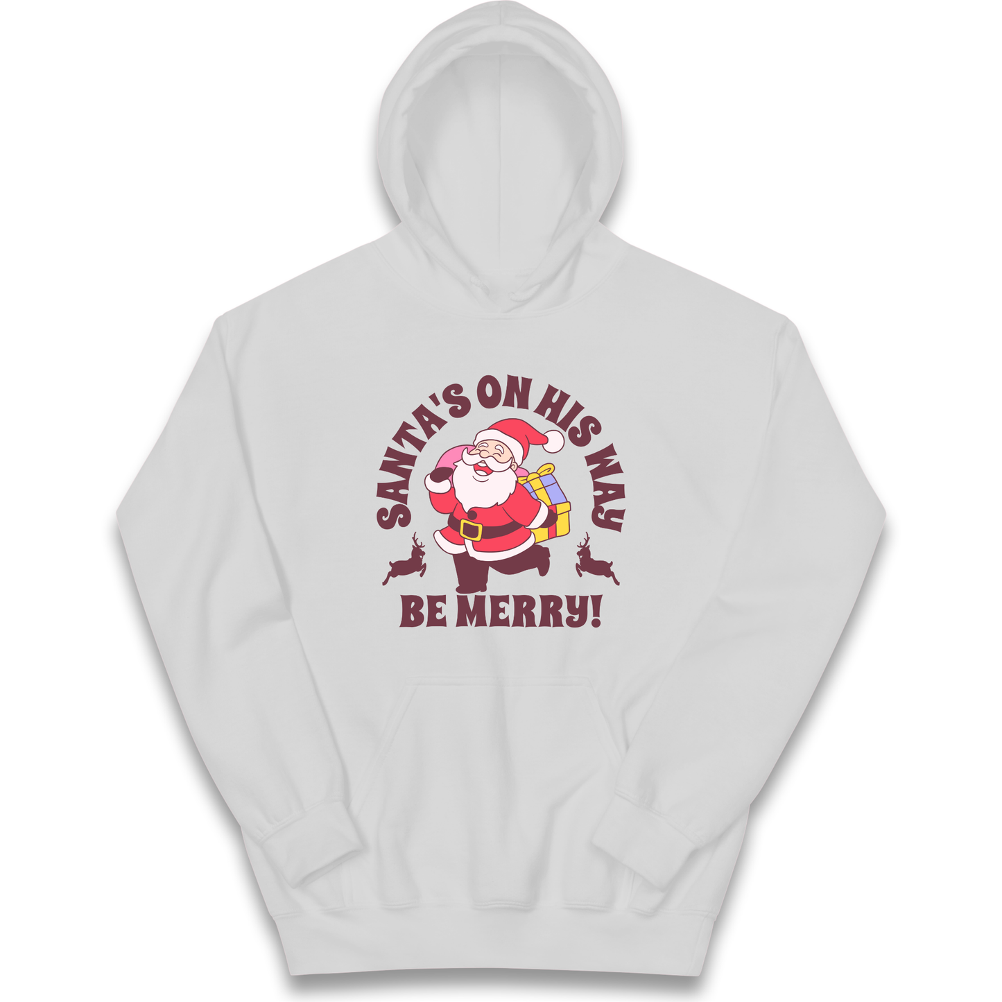 Santa's On His Way Christmas kids hoodie