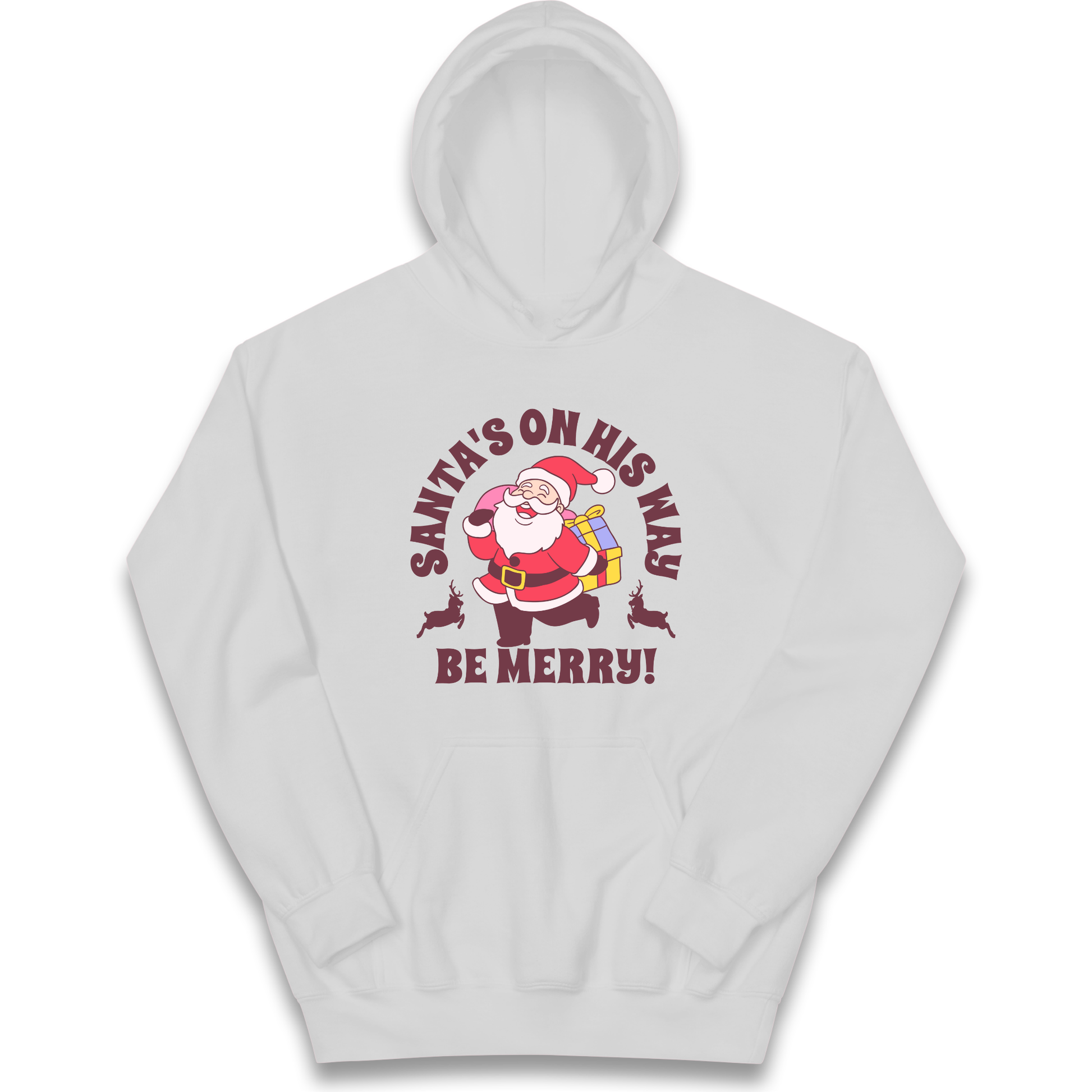 Santa's On His Way Christmas kids hoodie