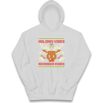 Holiday Vibes Reindeer Rides Christmas kids hoodie