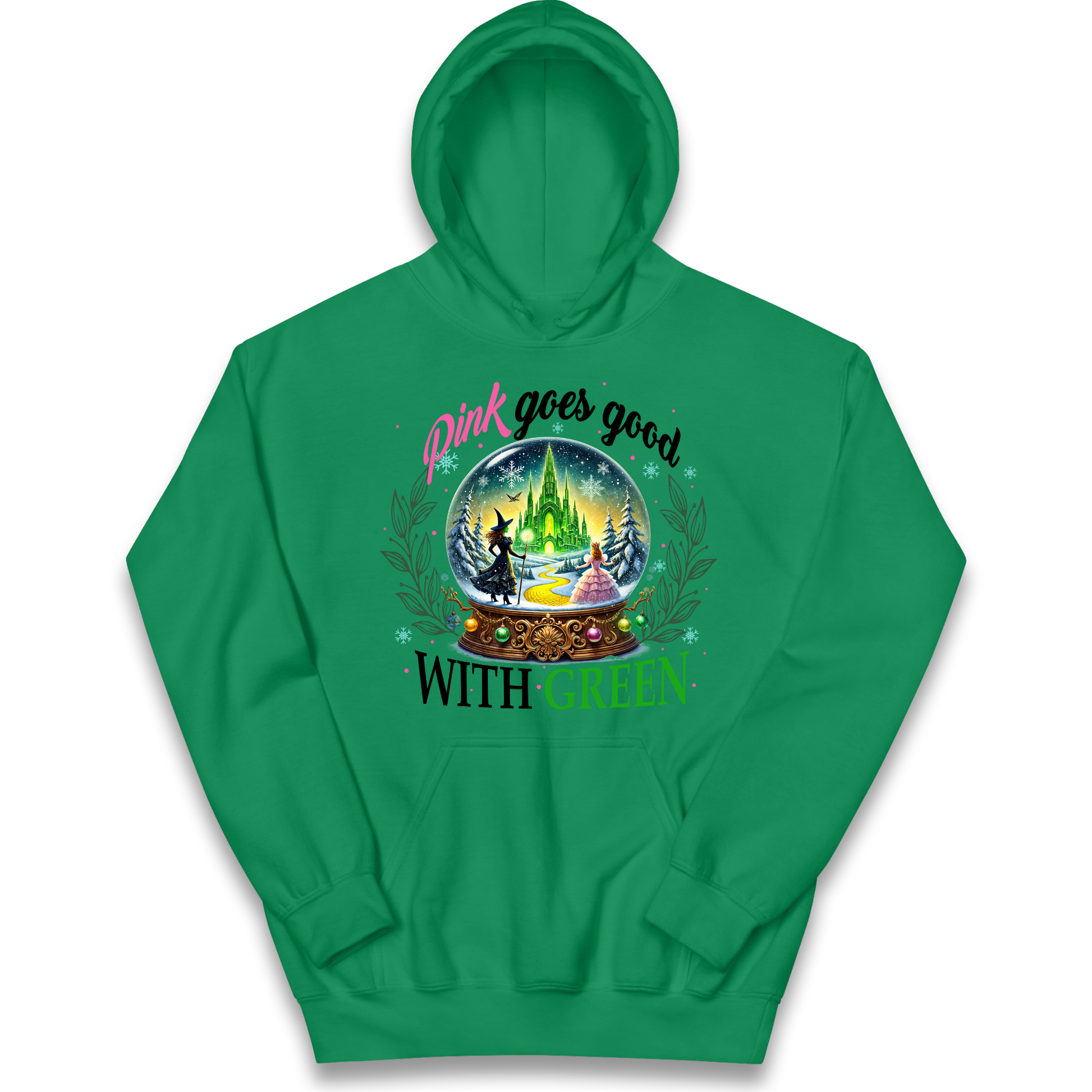 Wicked Pink Goes Good With Green Kids Hoodie