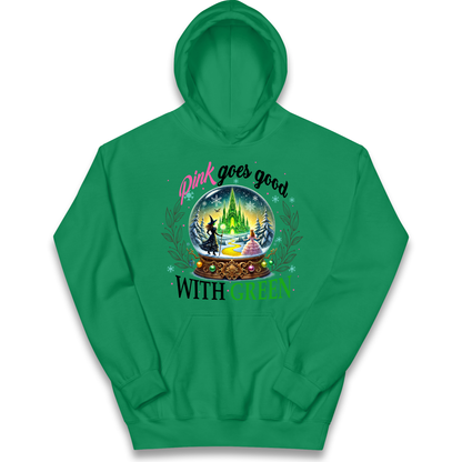 Wicked Pink Goes Good With Green Kids Hoodie