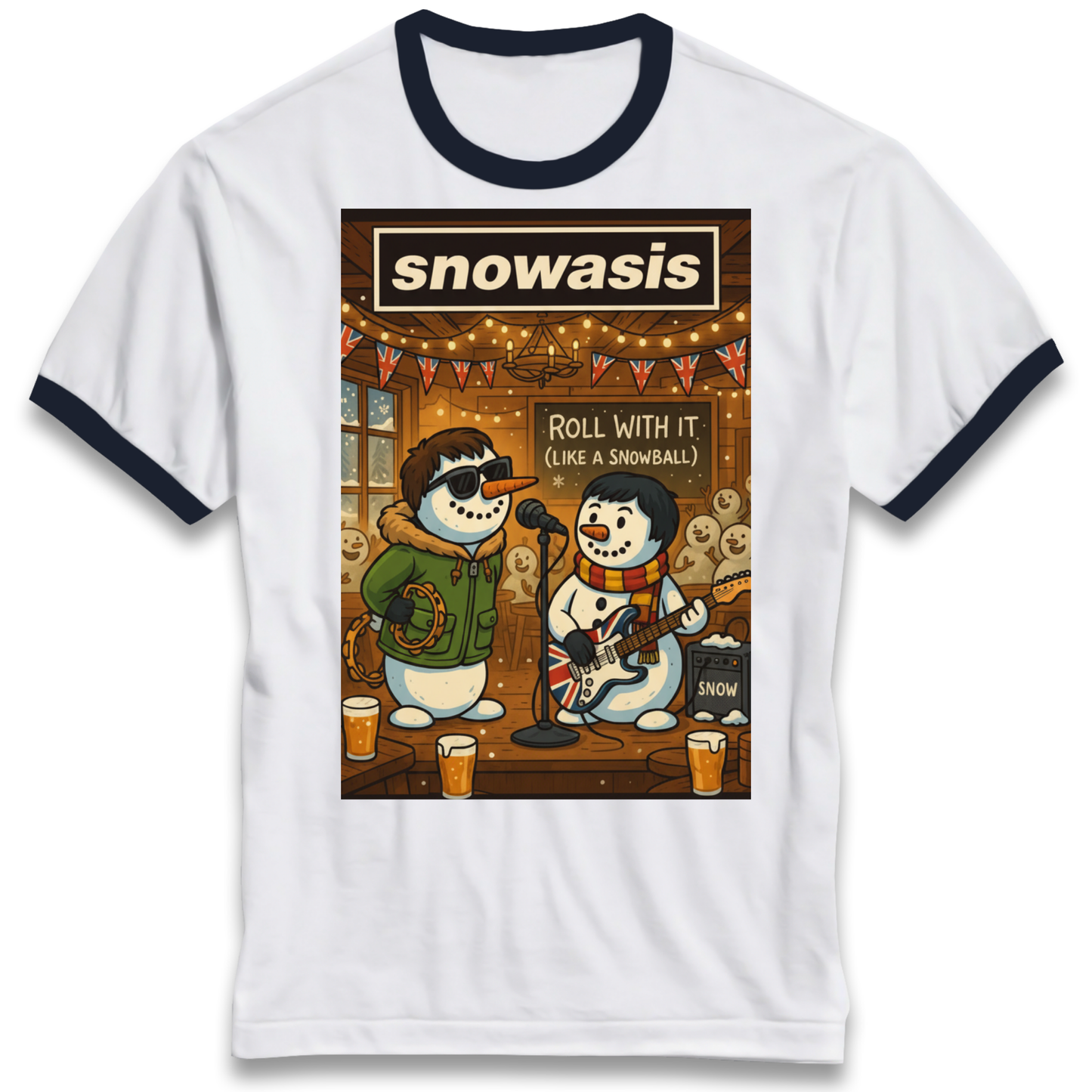 Snowasis Roll Christmas Ringer T Shirt