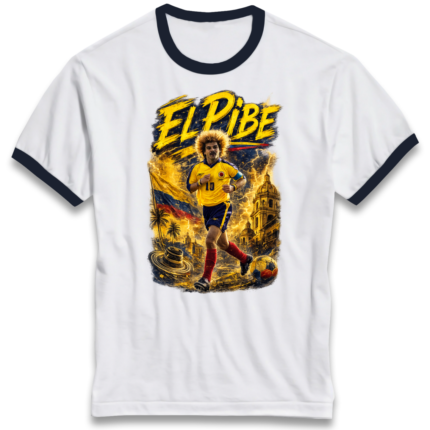 Carlos Valderrama Colombia Football Ringer T Shirt